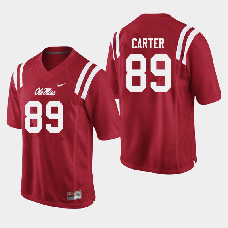 Men #89 Jacob Carter Ole Miss Rebels College Football Jerseys Sale-Red